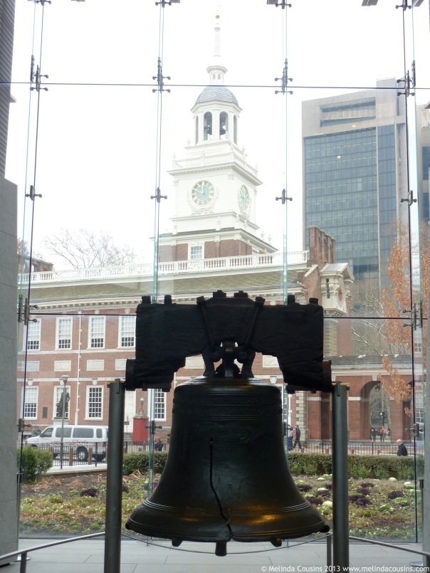 The Liberty Bell (and Independence Hall through the window)