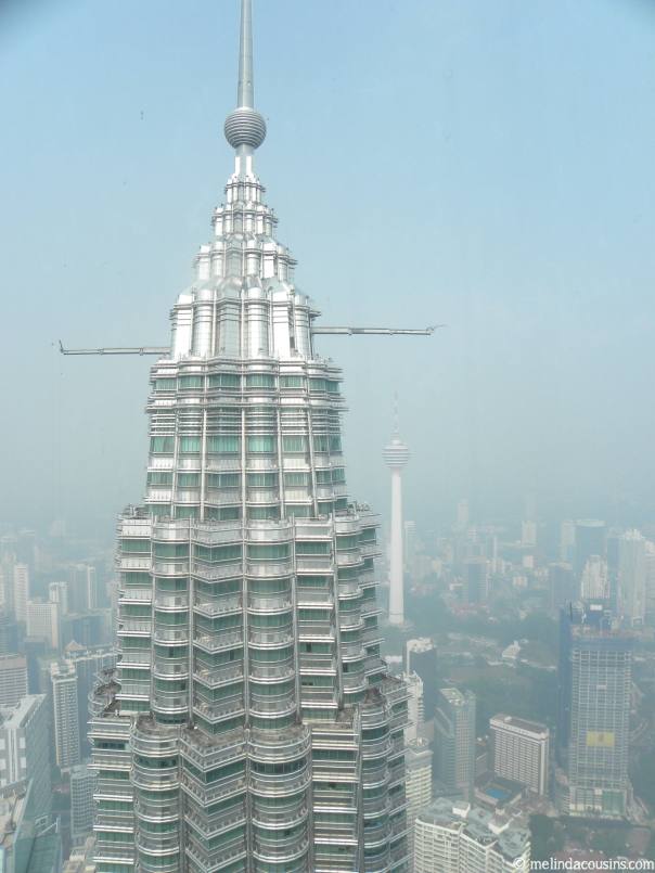 The top of Tower 1 viewed from Tower 2